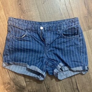 &Denim - Striped Jean Shorts - 8